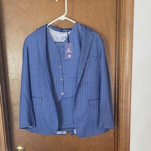 Men’s 3-Piece Blue Pinstripe Suit Set (Blazer, Vest & Pants) – Size 170